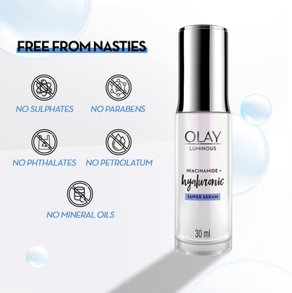 Olay Luminous Niacinamide+ Hyaluronic Super Face Serum, 30ml
