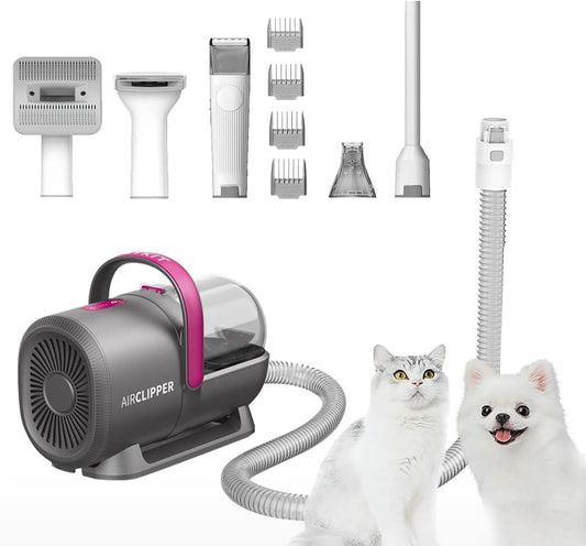 PETKIT Airclipper 5 in 1 Pet Grooming Vacuum,Professional Dog Grooming Kit with Paw Trimmer,1.4L Dust Cup Cat Dog Brush Vacuum Grooming Tools for Pet Hair