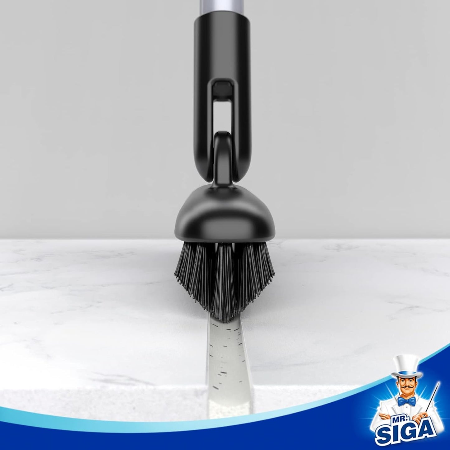 MR.SIGA Grout Scrub Brush with Long Handle, Shower Floor Scrubber for Cleaning
