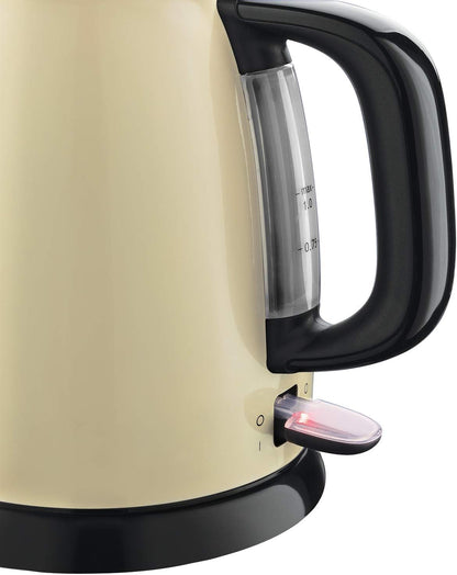 Russell Hobbs Colours+ 24994-70 Kettle [1.0 L] Stainless Steel Cream (2400 W, Quick Boil Function, Removable Limescale Filter, External Water Level Indicator, Small Travel Kettle)