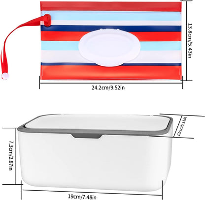 Pack of 2 Wet Wipes Box, Baby Wipes Box, Toilet Paper Box Dispenser, Tin for Moist Storage Box, Napkin Box, with Wet Wipes Bag