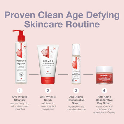 DERMA E Anti-Wrinkle Scrub – Anti-Aging Face Wash with Glycolic Acid and Vitamin A – Cleansing and Exfoliating Treatment Removes Makeup, Oil and Impurities, 4 oz