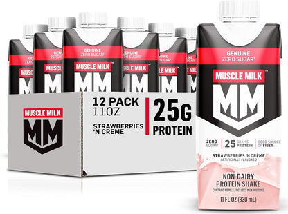 Muscle Milk Genuine Protein Shake, Strawberries 'N Crème, 25g Protein, 11 Fl Oz, 12 Pack