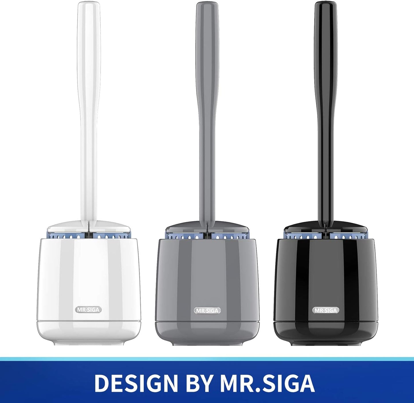 MR.SIGA Premium Toilet Bowl Brush and Holder with Solid Handle and Durable Bristles for Bathroom Cleaning, White, 1 Pack