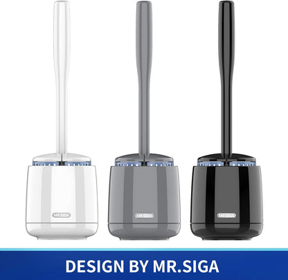 MR.SIGA Premium Toilet Bowl Brush and Holder with Solid Handle and Durable Bristles for Bathroom Cleaning, White, 1 Pack