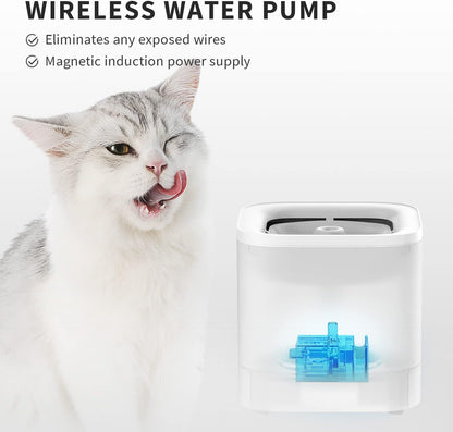PETKIT New Wireless Pump Dog Cat Water Fountain, Quiet and Anti-Dry Pet Water Fountain with Wireless Pump for Indoor Cats/Dogs-1.85L