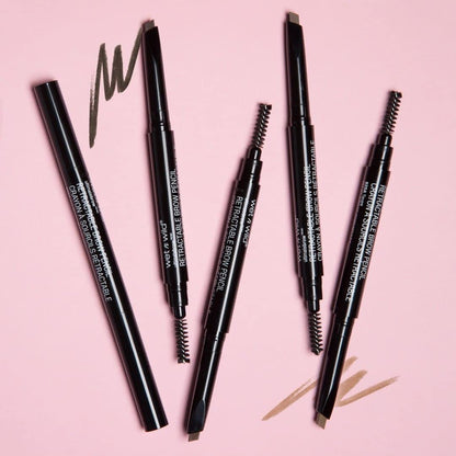 Wet n Wild Ultimate Eyebrow Retractable Definer Pencil, Medium Brown, Dual-Sided Brow Brush, Fine Tip, Shapes, Defines, Fills Brow Makeup