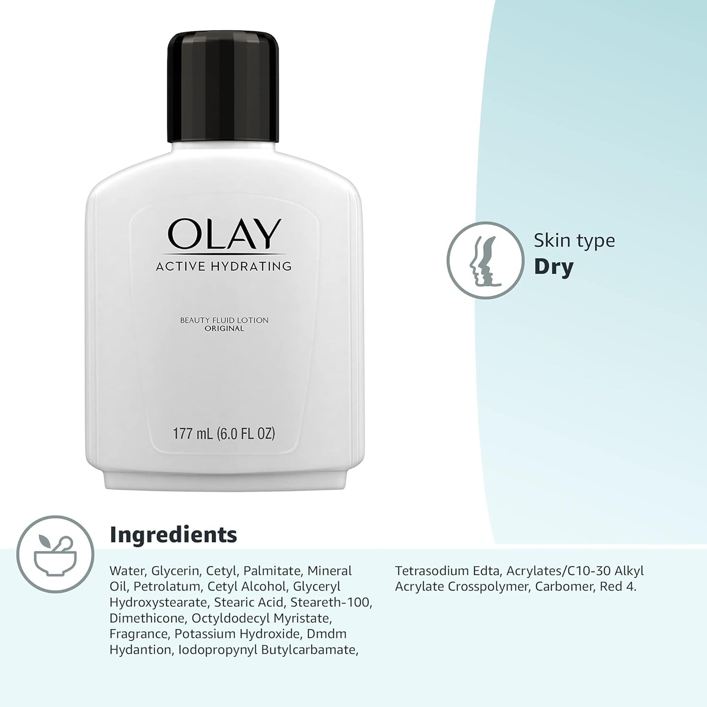 Olay Face Moisturizer by , Active Hydrating Beauty Moisturizing Lotion, 6 fl oz (Pack of 2)