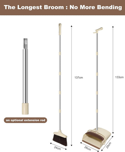 AVITONG Extendable 137CM Indoor Broom and Dustpan Set