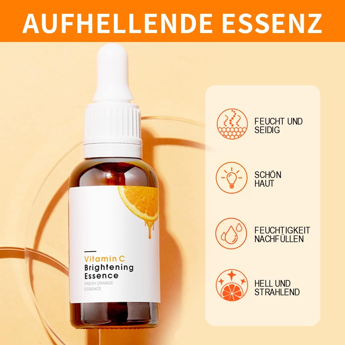 Vitamin C Serum (30 ml), with Hyaluronic Acid and VC, Dermaroller, Anti-Wrinkle Serum for a More Even and Radiant Complexion, for All Skin Types