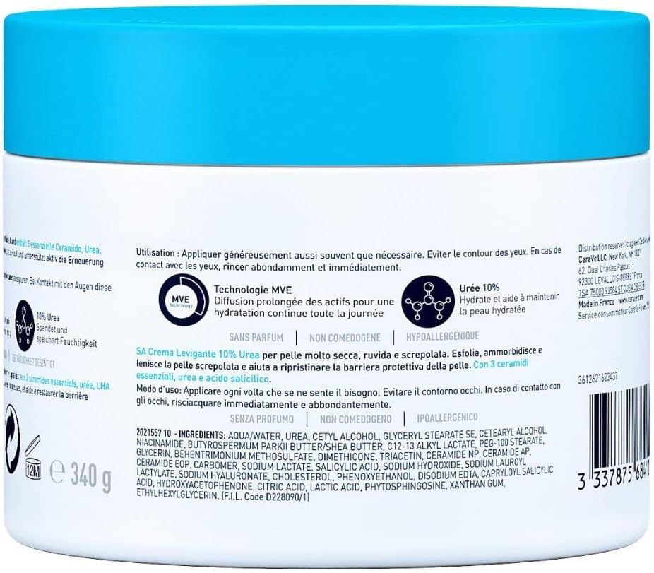 CeraVe SA Smoothing Cream | 340g/12oz | Moisturiser for Smoother Skin in Just 3 Days