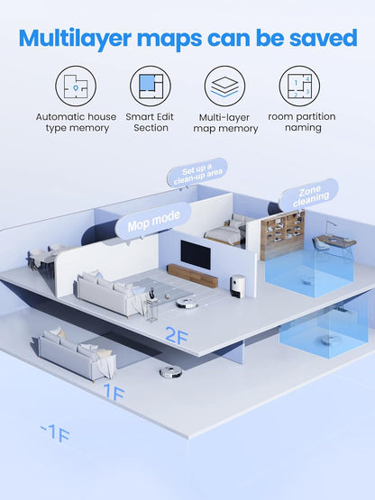 HONITURE Robot Vacuum Cleaner, G20 Robot Vacuum and Mop Combo 3 in 1, 4000pa Strong Suction, Self-Charging, App&Remote&Voice Control, Compatible with Alexa, Ideal for Carpet, Hard Floor, Pet Hair