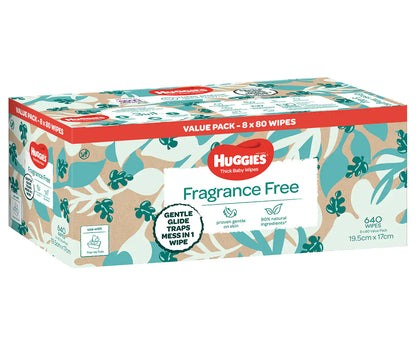 Huggies Newborn Size 1 Up to 5kg Nappies & Fragrance Free Baby Wipes Bundle