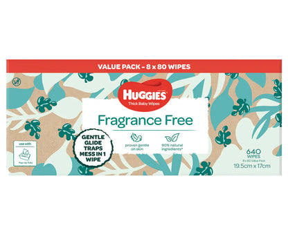 Huggies Newborn Size 1 Up to 5kg Nappies & Fragrance Free Baby Wipes Bundle