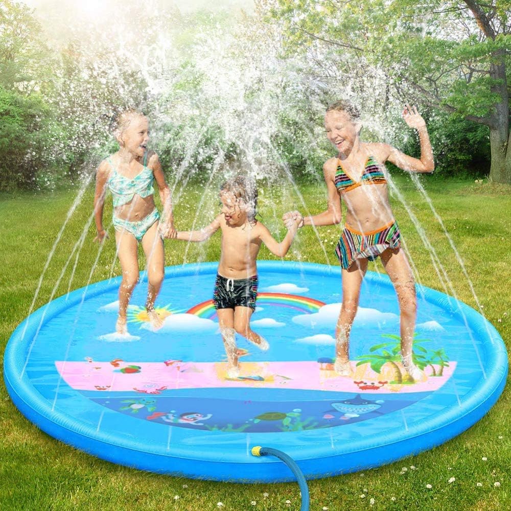 🌈🔆🏖️ 🇦🇺 172cm Rainbow Splash Pad, Sprinkler for Kids, Outdoor Swimming Pool Water Toys Fun for Kids, Toddlers, Boys, Girls, Children…