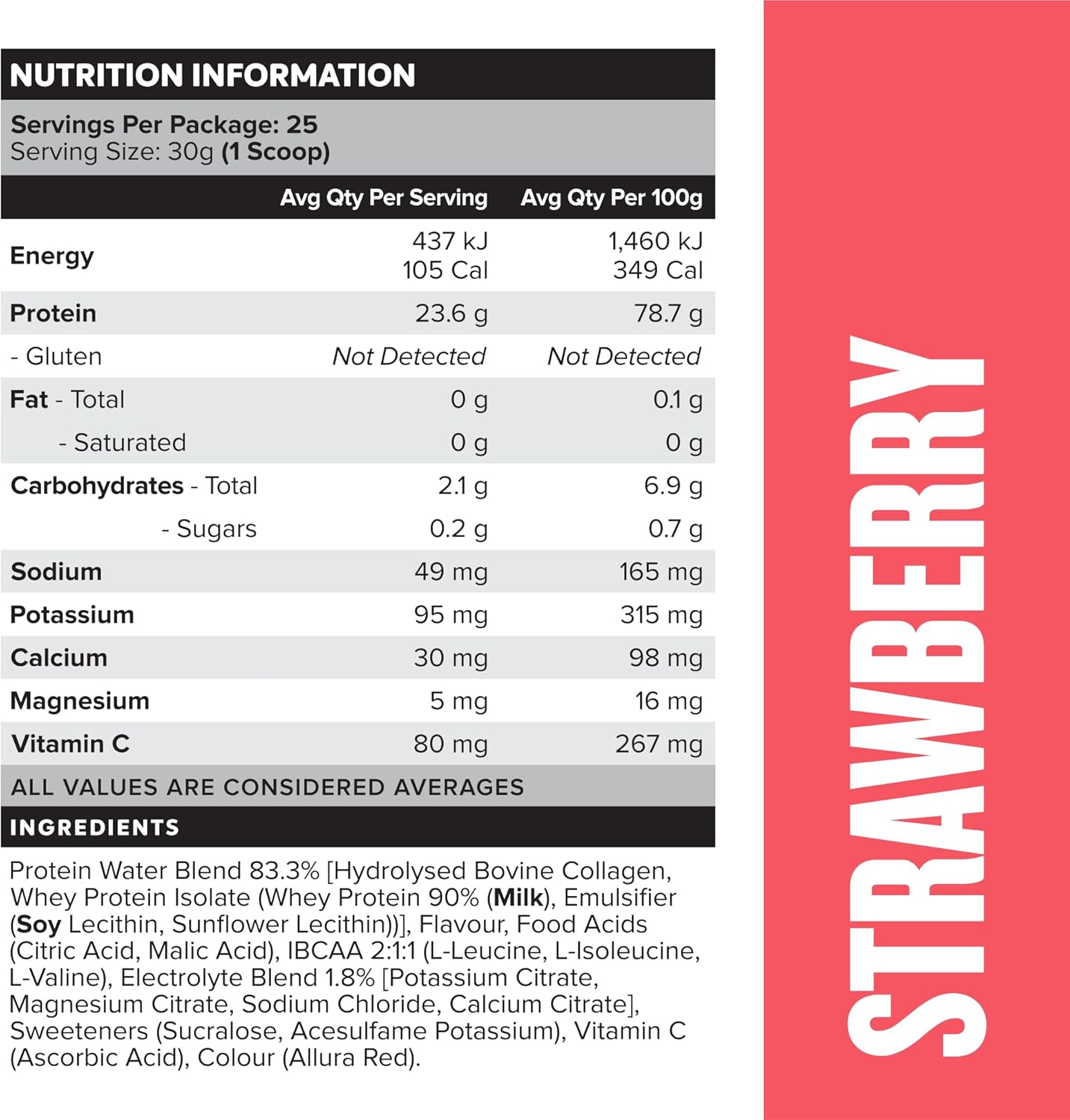 Muscle Nation Strawberry Protein Water 750g (25 Serves)