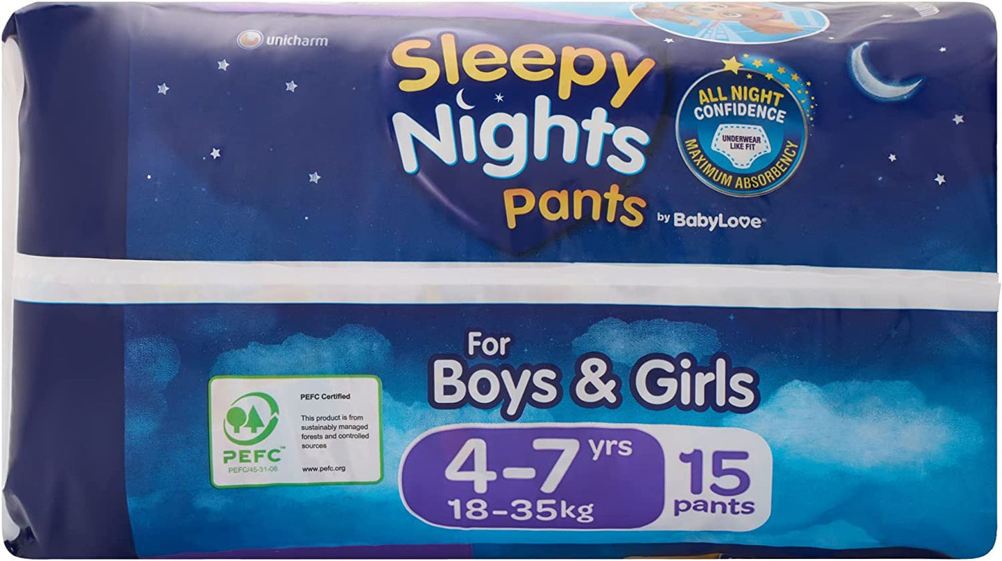 BabyLove 60 Piece Sleepy Nights Overnight Nappy Pants 18-35kg (4-7 Years)