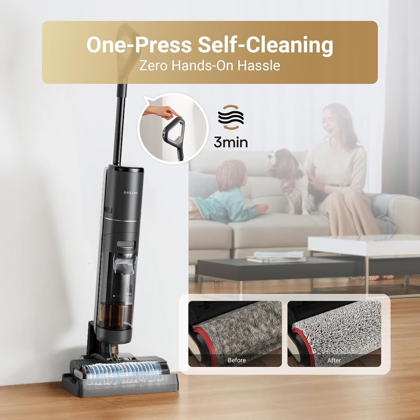 dreame G10 Wet Dry Vacuum Cleaner, Cordless Vacuum Mop All in One with Auto Self-Cleaning, Up to 30 Mins Runtime, Cordless Floor Cleaner Machine for Hard Floors, Edge Cleaning Wet Dry Vacuum