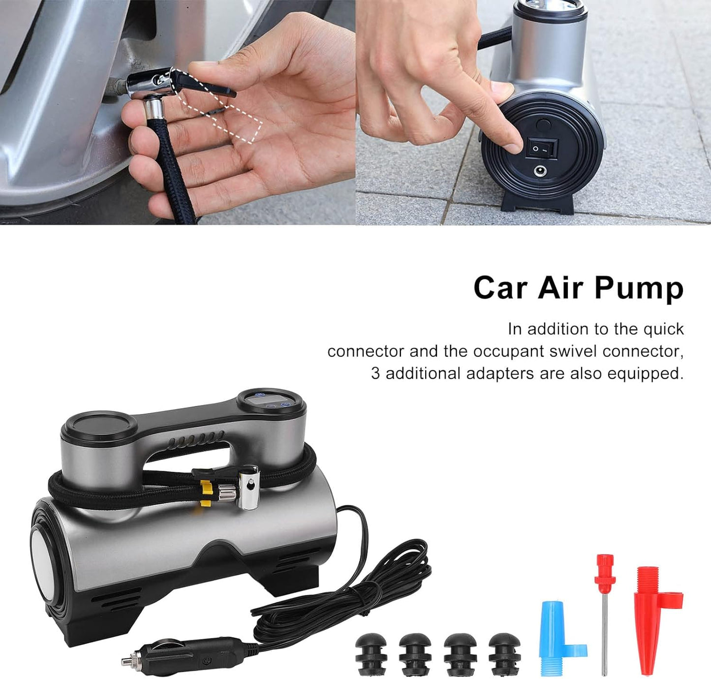 Car Tire Inflator - 12V 120W Electric Air Pump, 150PSI 35L/Min, Real Time Display, Bright Flashlight, Portable Auto Tire Pump Air Compressor for Cars Tires, Bicycles Tires, Balls