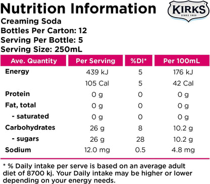 Kirks Creaming Soda 1.25L x 12