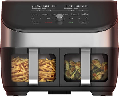 Instant Vortex Plus ClearCook Dual Air Fryer - 8L Air Fryer, Stainless Steel, 6-in-1 Smart Programs - Air Fry, Bake, Roast, Grill, Dehydrate, Reheat, XL Capacity -1700W