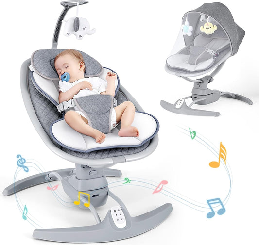 Baby Swings for Infants, Electric Portable Baby Swing by Remote 3 Swing Speeds and Music Speaker