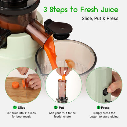 Electric Juicer Fruits Cold Press Squeezer Vegetable Processor Slow Masticating Juicer Machines 200W  Slow Juicer Machine with Big Wide Chute and 800ml Juice Cup, BPA-Free