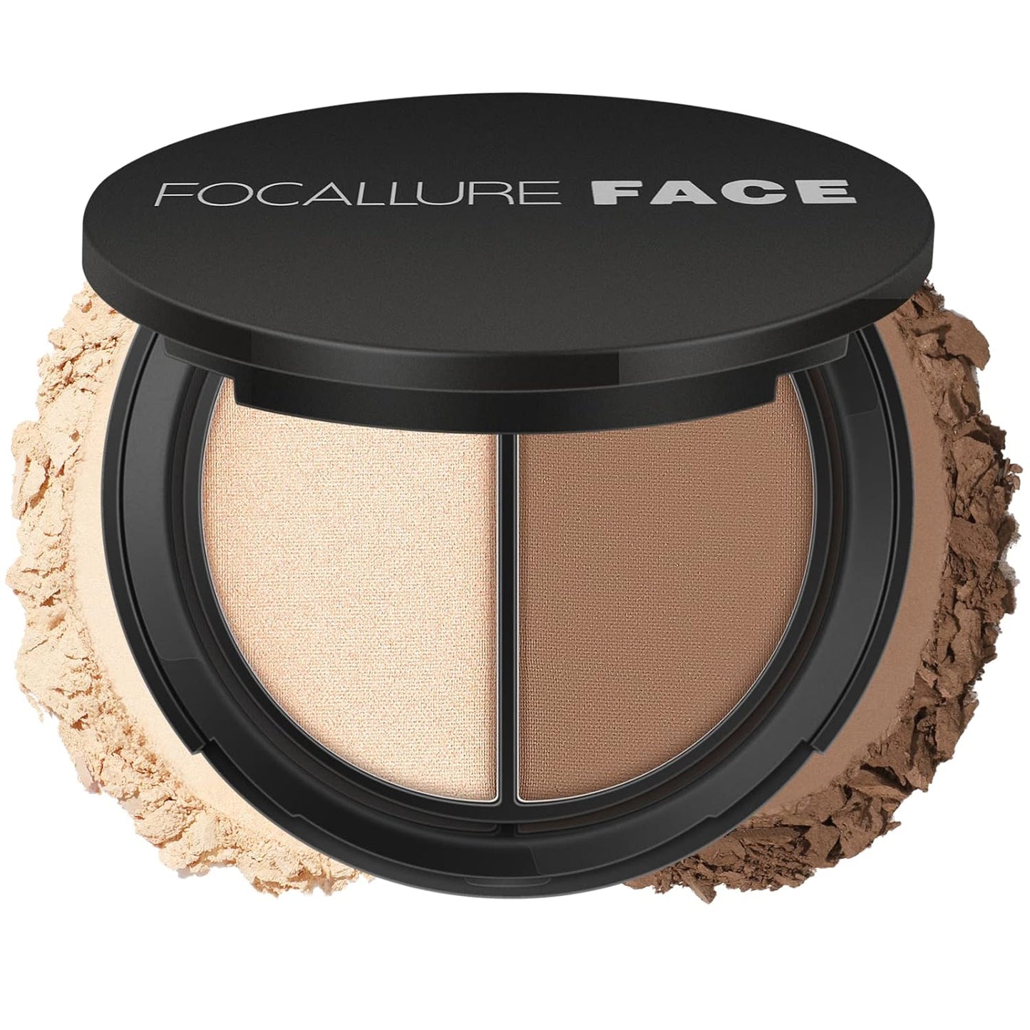 Focallure Bronzer and Highlighter Palette,Face Illuminator Makeup Palette,Long Lasting Shimmer Contour Palette,Cruelty Free Waterproof Highlight Powder Glow Kit,Natural Shimmer&Coffee