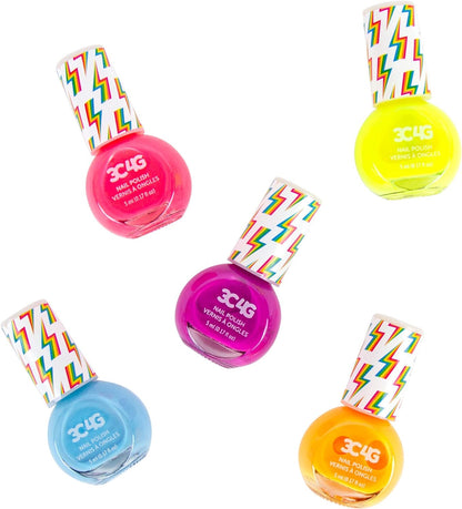 3C4G THREE CHEERS FOR GIRLS - Neon Nail Polish Set - Quick Dry Nail Polish for Girls - Includes 5 Neon Colors - Non-Toxic Nail Polish Kit for Kids Ages 8+