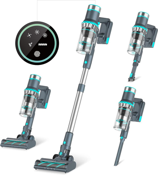 Belife Cordless Vacuum Cleaner, 22Kpa Stick Vacuum, Max 45mins Runtime, 380W Brushless Motor with Led Touch Screen, 6 In 1 Lightweight Wireless Vacuum