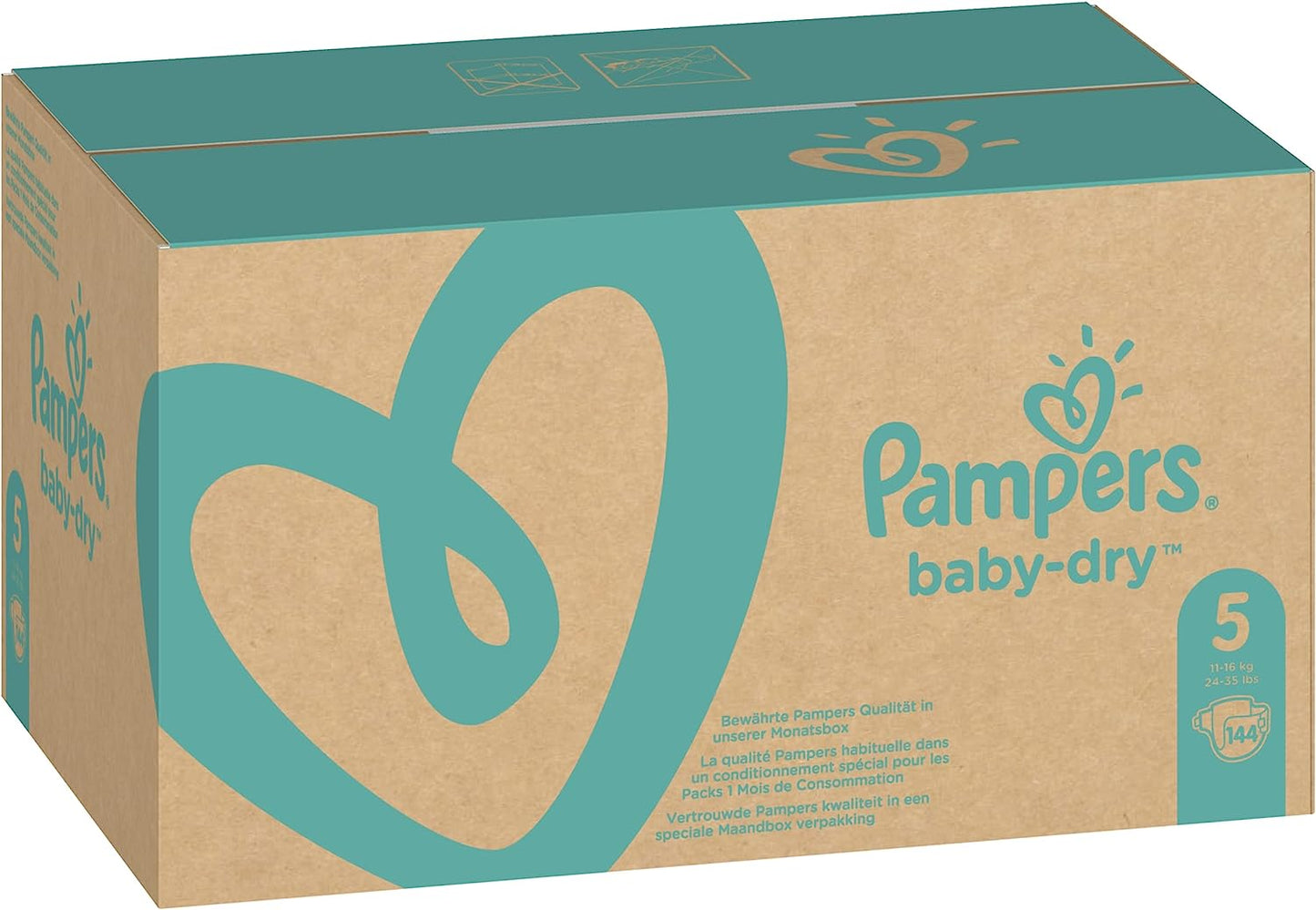 Pampers Baby-Dry Nappies Size 5 Walker, 144 Nappies, 11-16kg
