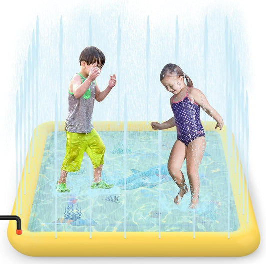 SOKA Play Imagine Learn SOKA Large Square Sprinkle and Splash Water Play Mat Sprinkler Pad Summer Spray Inflatable Toy for Kids Outdoor Garden Family Activities - Yellow One Size