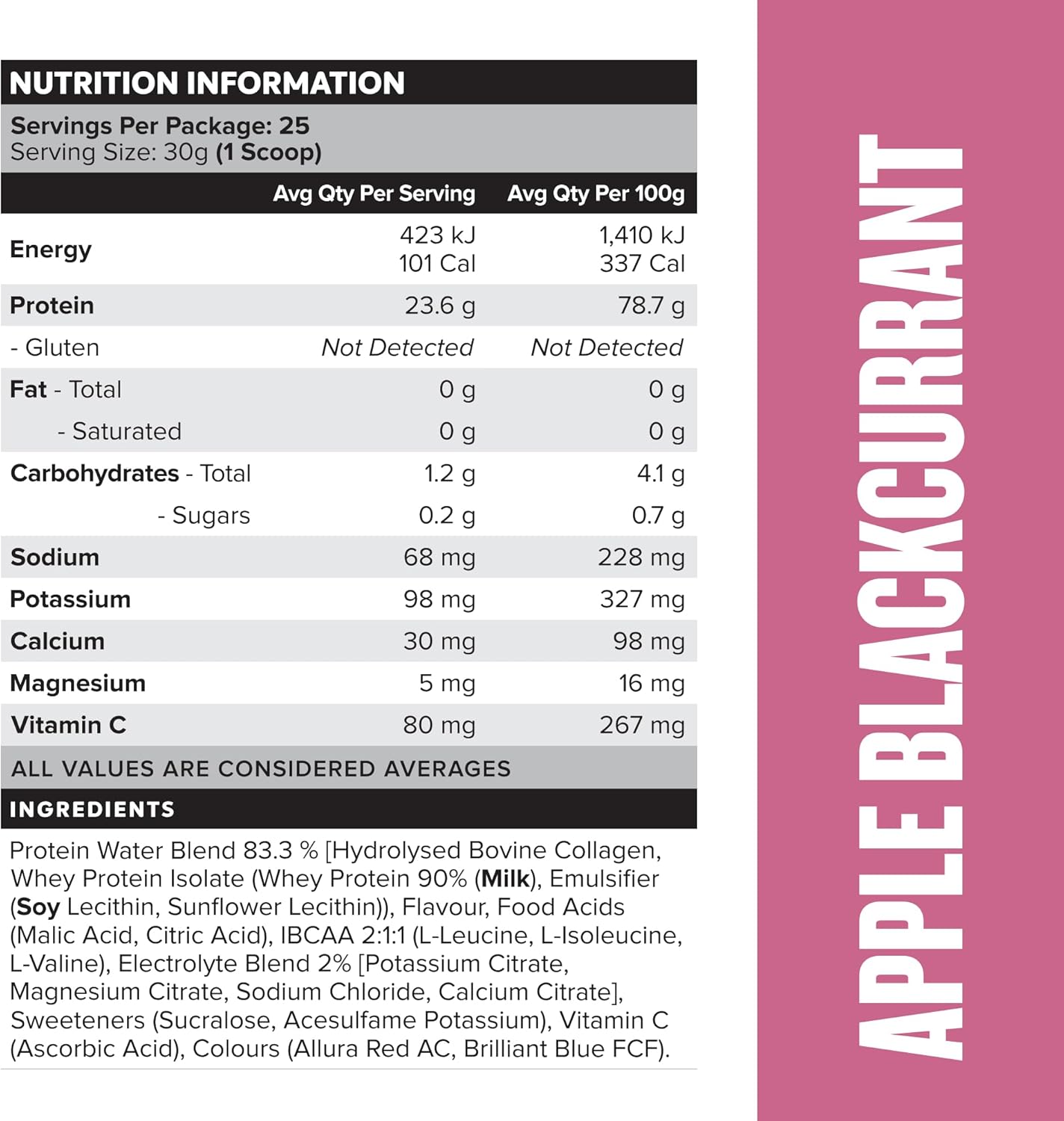 Muscle Nation Apple Blackcurrant Protein Water 750g (25 Serves)