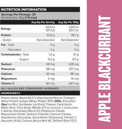 Muscle Nation Apple Blackcurrant Protein Water 750g (25 Serves)