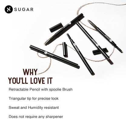 l Brow Definer (01 Jerry Brown (Medium Brown) Medium, Jerry Brown, 0.35g)| Sweat & Humidity Resistant | Waterproof, Long-Lasting, 12hr coverage, built-in spoolie