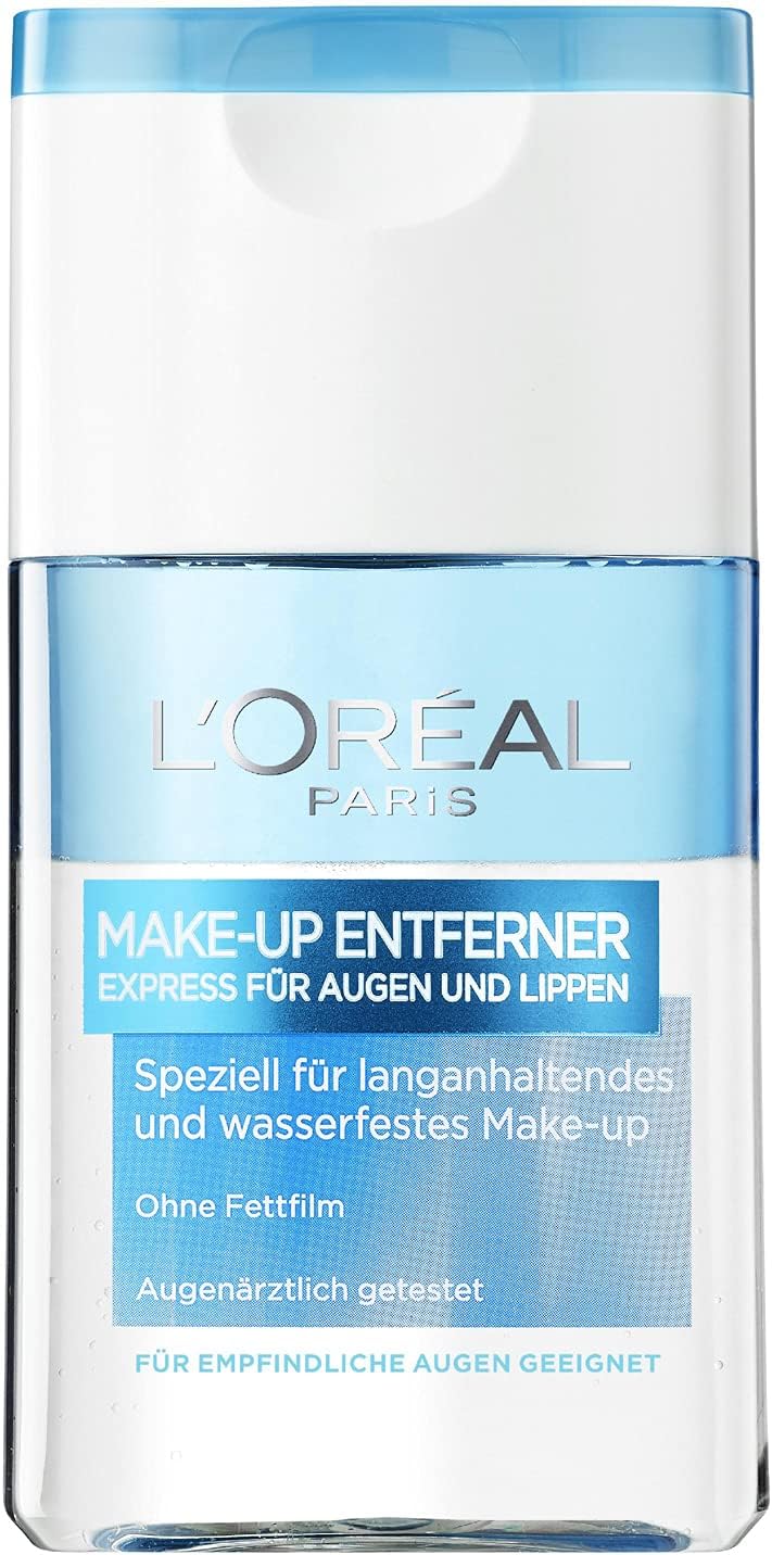 L'Oréal Paris Make-Up Remover, Facial Cleansing Specially for Long-Lasting and Waterproof Eye and Lip Makeup, Suitable for Sensitive Eyes, 1 x 125 ml