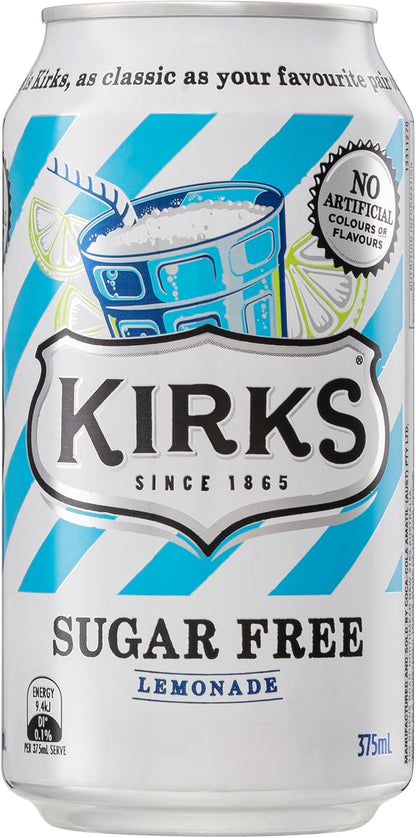 Kirks Lemonade Flavour Sugar Free Soft Drink Multipack Cans 20 x 375 mL