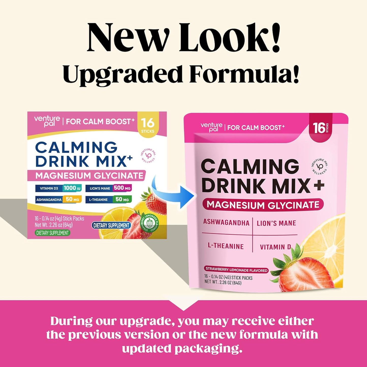 Venture Pal Calming Powdered Drink Mix, Magnesium Glycinate, Ashwagandha,sugar free