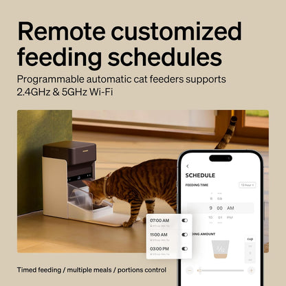 PETLIBRO RFID Automatic Cat Feeder & Water Fountain – Collar Tag Activated, Wi-Fi Programmable Combo with Cat Recognition & Diet Tracking, Personalized Feeding & Fresh Water for Multi-Pet Homes