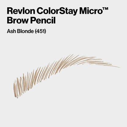 Revlon ColorStay Micro Eyebrow Pencil with Built In Spoolie Brush, Infused with Argan and Marula Oil, Waterproof, Smudgeproof, 451 Ash Blonde (Pack of 1)