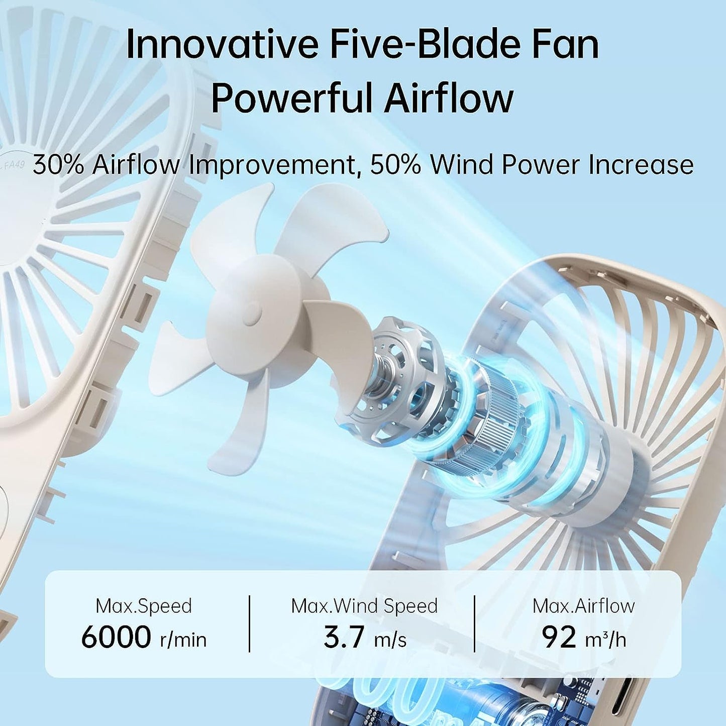 JISULIFE Handheld Mini Fan, Ultra Slim Portable Hand Fan USB Rechargeable Pocket Fan with 3 Speeds, Battery Operated