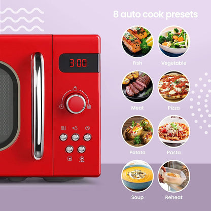 Comfee 20L Microwave Oven 800W Countertop Kitchen 8 Cooking Settings Red