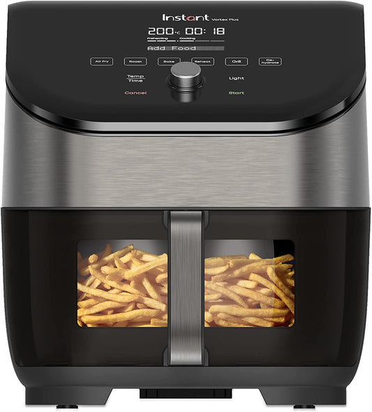 Instant Vortex Plus ClearCook - 5.7L Air Fryer, Stainless Steel, 6-in-1 Smart Programs - Air Fry, Bake, Roast, Grill