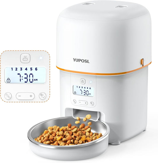 Yuposl Automatic Cat Feeders - 8cup for Pets, Timed Automatic Pet Feeder with Over 180-day Battery Life, 1-6 Meals Control