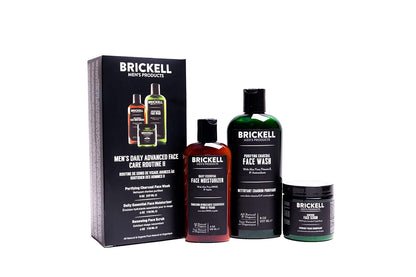 Brickell Men's Daily Advanced Face Care Routine II, Activated Charcoal Facial Cleanser, Face Scrub, Face Moisturizer Lotion, Natural and Organic, Unscented