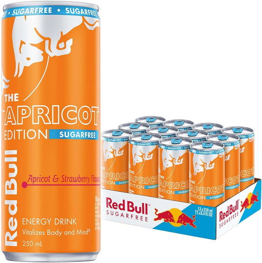 Red Bull Energy Drink, Strawberry Apricot Edition, Sugar Free Strawberry Apricot Flavor 250ml (12 Pack)