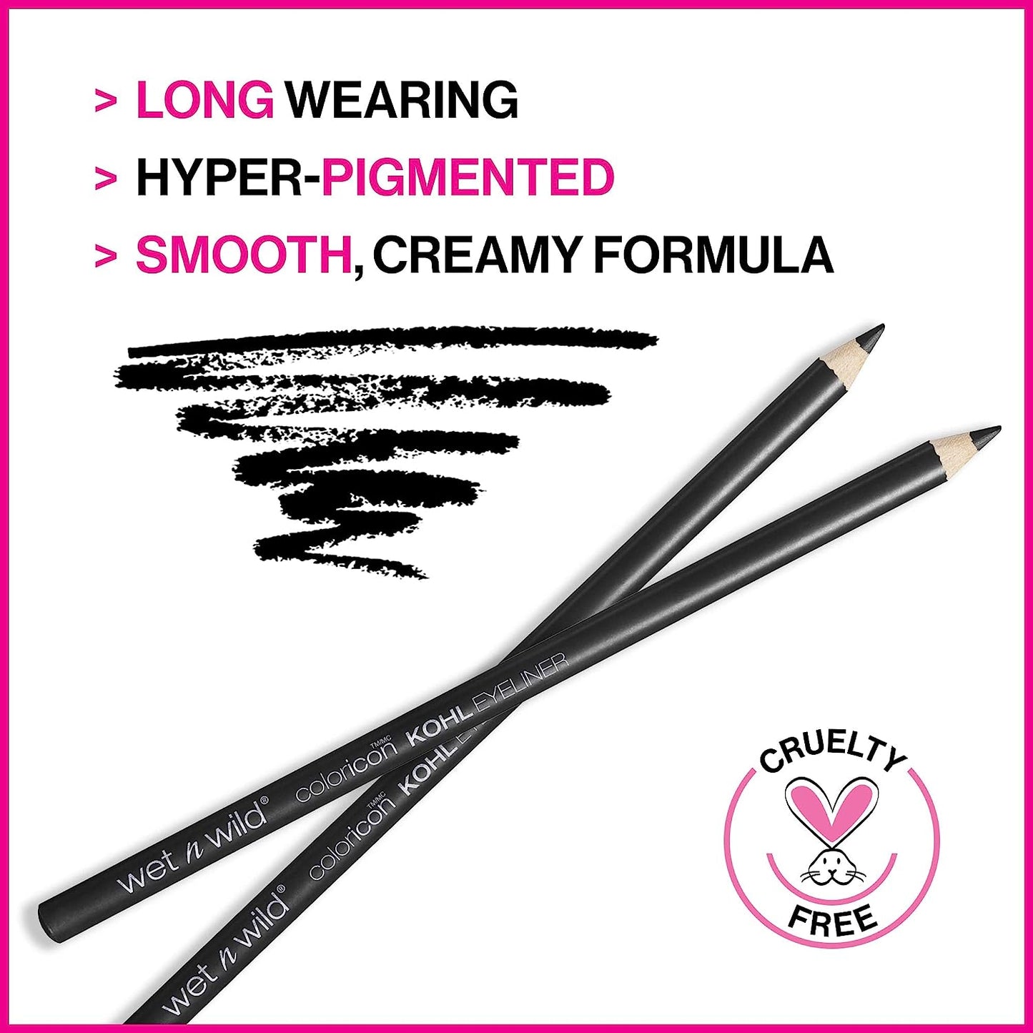 wet n wild Color Icon Kohl Eyeliner Pencil Black, Long Lasting, Highly Pigmented, No Smudging, Smooth Soft Gliding, Eye Liner Makeup, Baby's Got Black