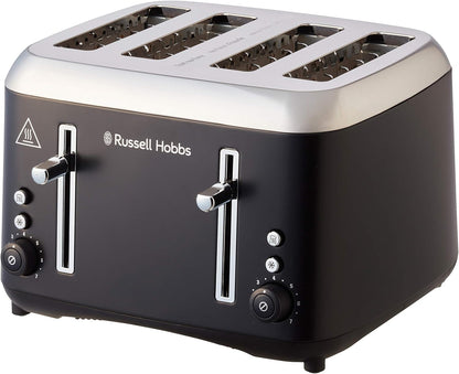 Russell Hobbs RHT514BLK Addison 4 Slice Toaster, Matte Black & RHK510BLK, Addison Digital Kettle, Keep Warm Function, Matte Black
