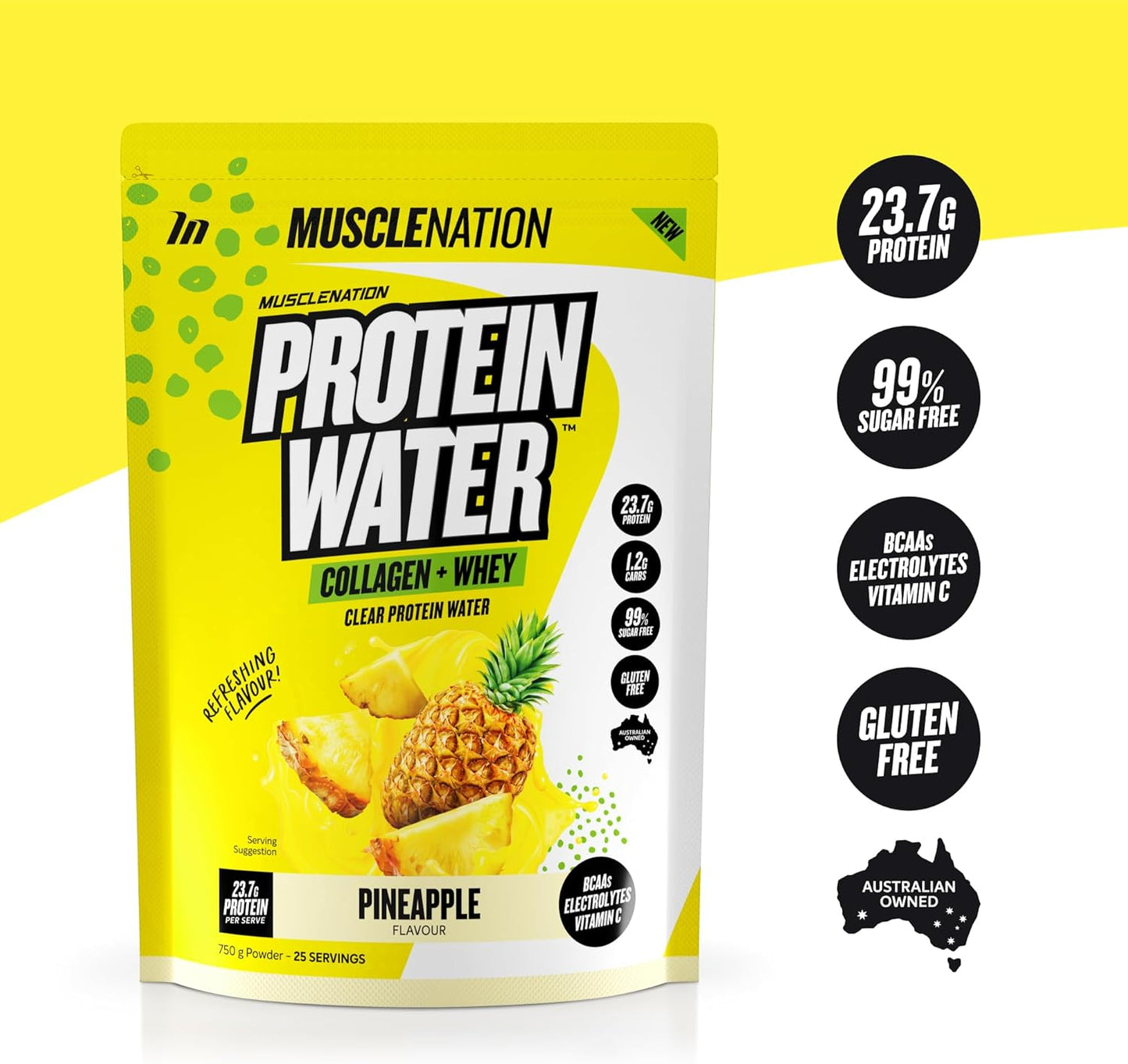 Muscle Nation Pineapple Protein Water 750g (25 Serves)