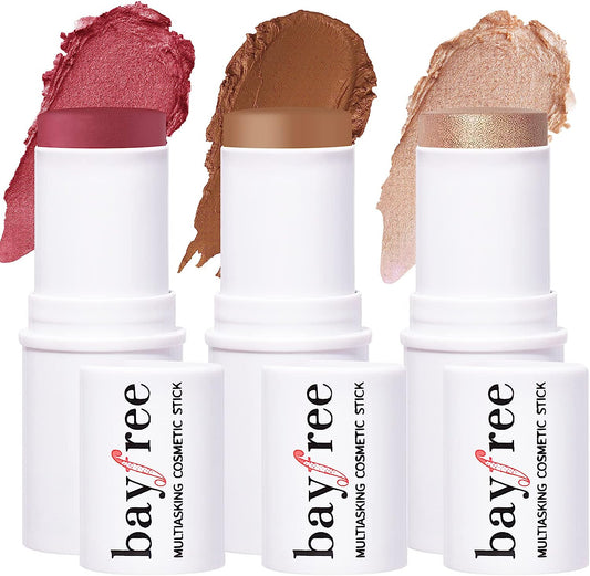 KIMUSE Multi Stick Trio Face Makeup, Cream Blush Stick for Cheeks & Lips